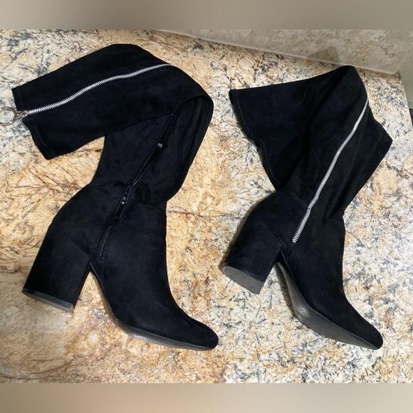 Black vix zippered over the knee suede boots | shoedazzle - Picture 4 of 5